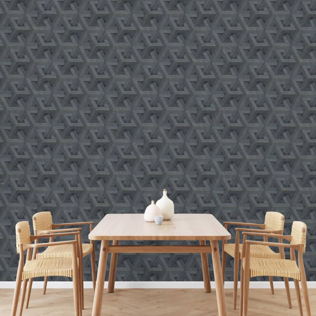 Wallpaper Onyx Anthracite and Gold