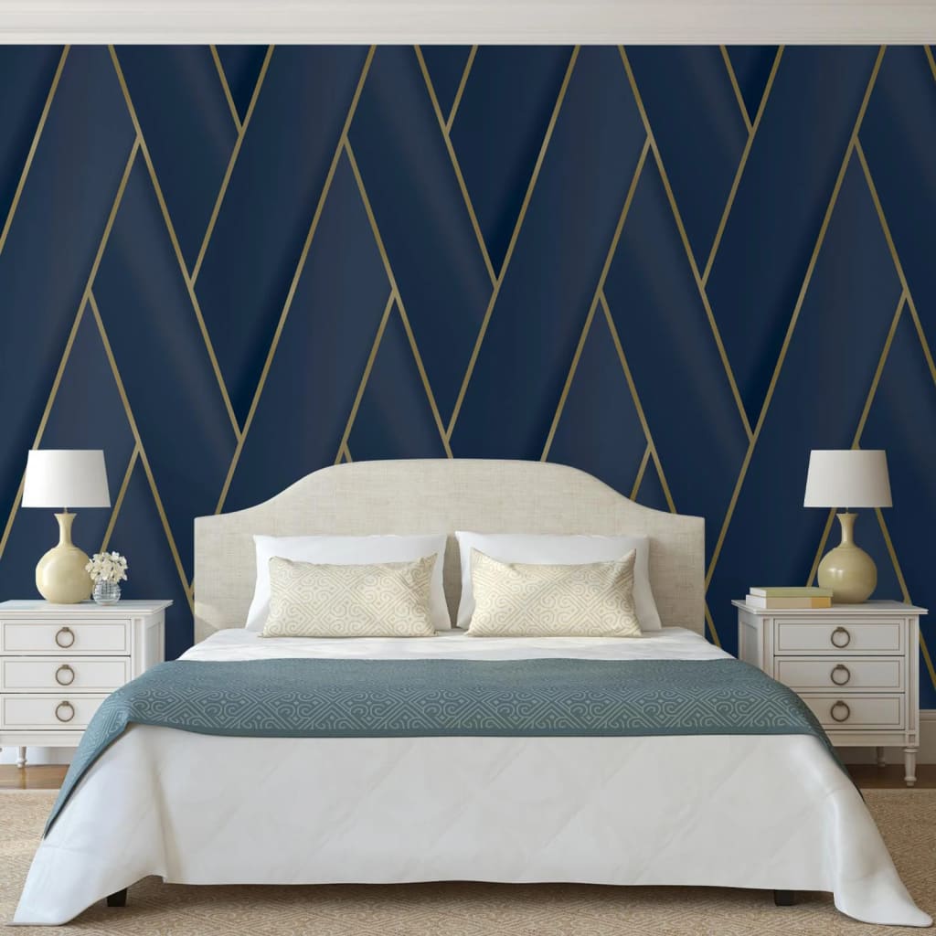 Wallpaper Geometric Blue and Gold