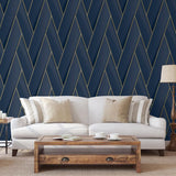 Wallpaper Geometric Blue and Gold