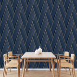 Wallpaper Geometric Blue and Gold