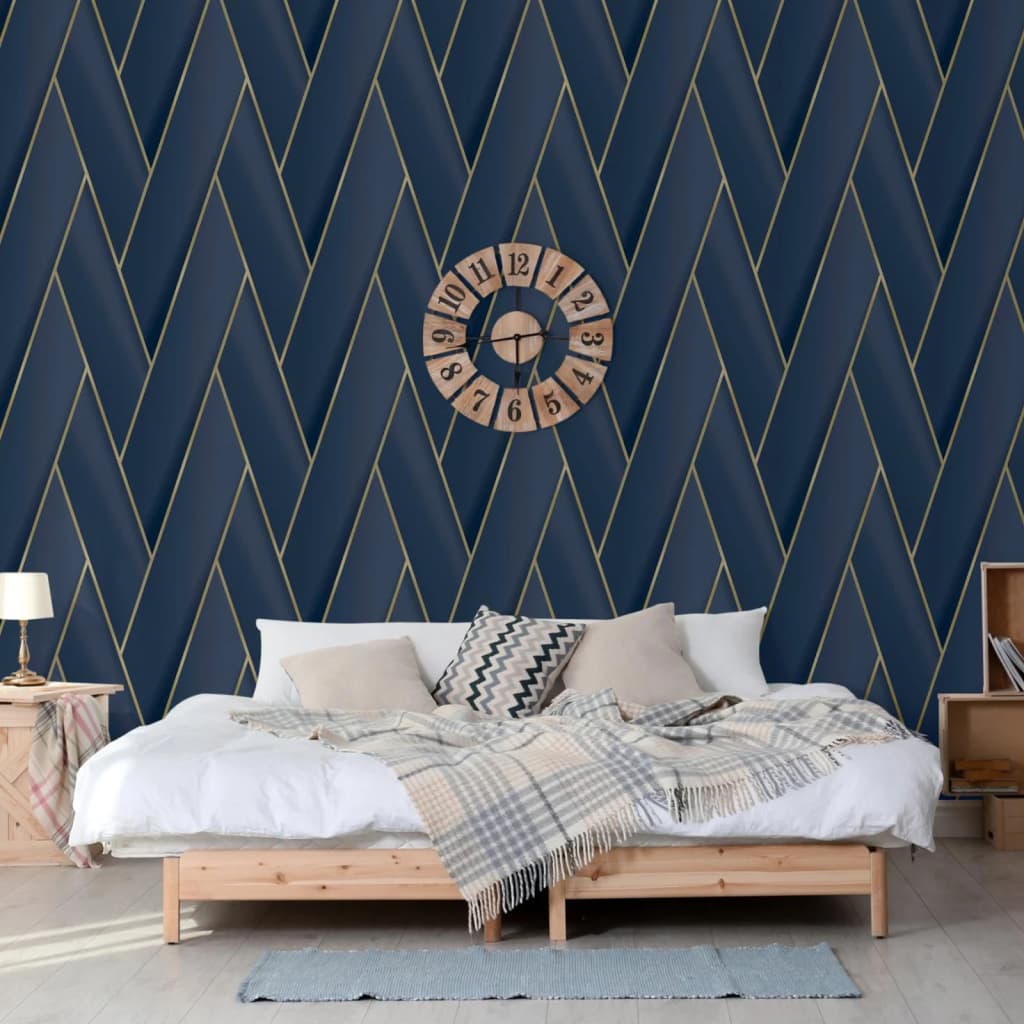 Wallpaper Geometric Blue and Gold