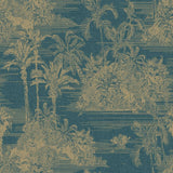 Wallpaper Tropical Dark Blue and Gold