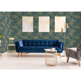 Wallpaper Tropical Dark Blue and Gold