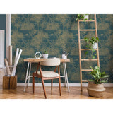 Wallpaper Tropical Dark Blue and Gold