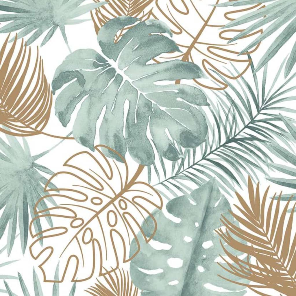 Wallpaper Monstera Leaves Green