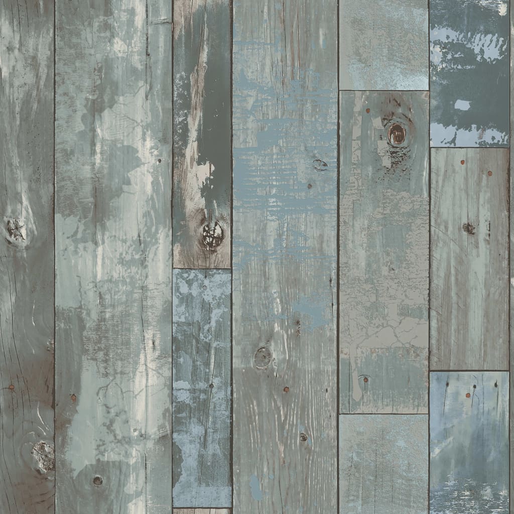 Wallpaper Scrapwood Grey-blue