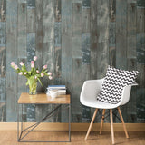 Wallpaper Scrapwood Grey-blue