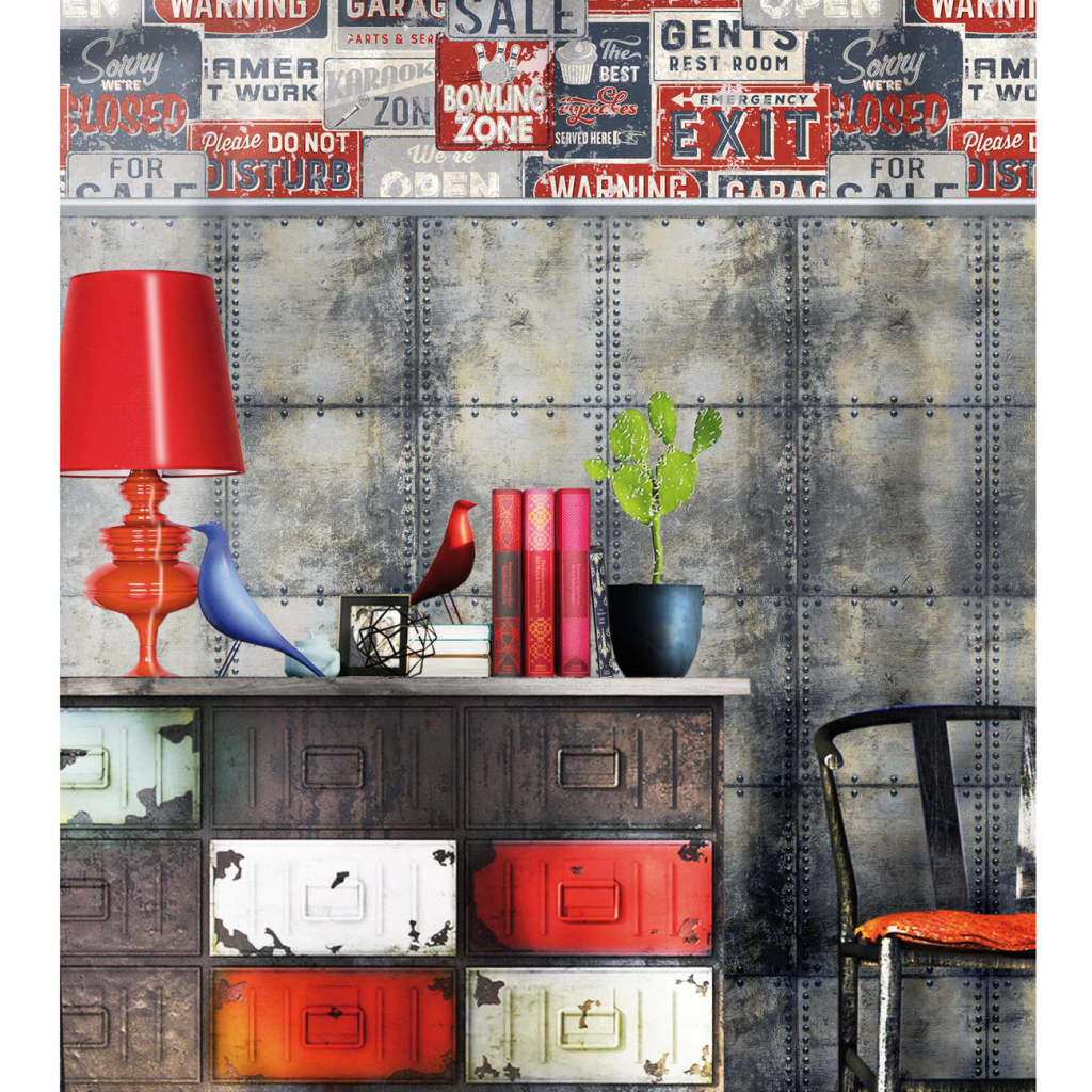 Wallpaper Urban Friends & Coffee Billboards Small Blue and Red