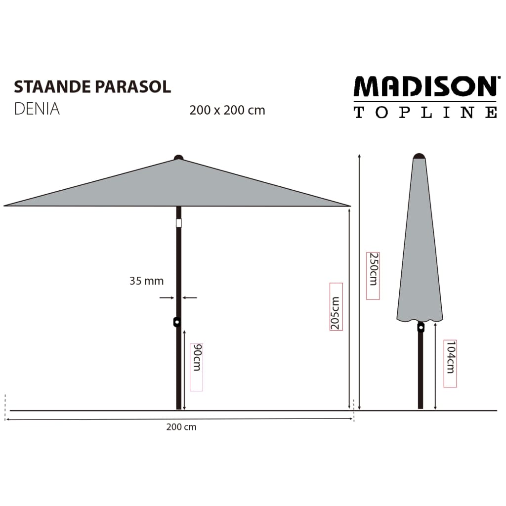 Garden Parasol Elba 300 cm Grey