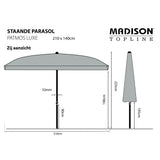 Garden Parasol Patmos Luxe Rectangle 210x140 cm Light Grey