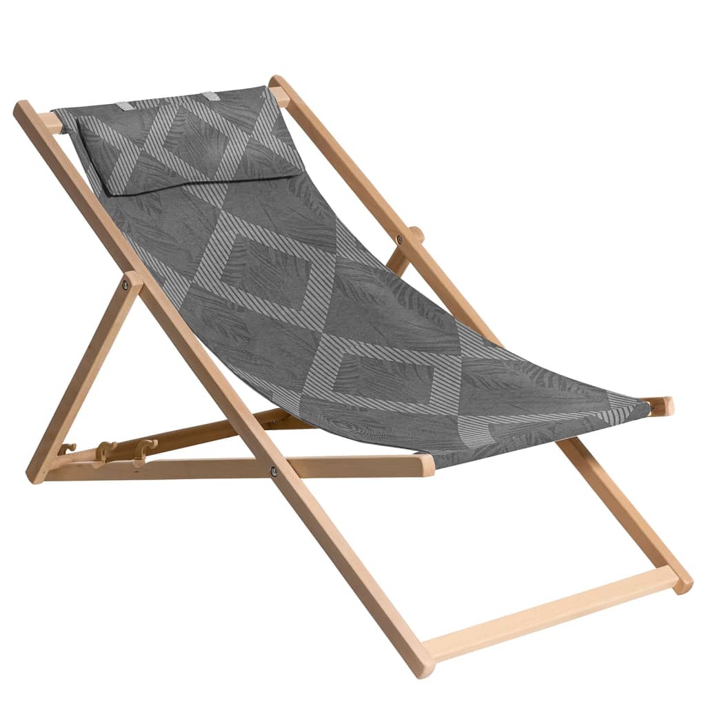 Wooden Beach Chair Demi 55x90x87 cm Grey