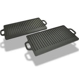 Grill Platter 2 pcs Cast Iron Reversible 38x23 cm