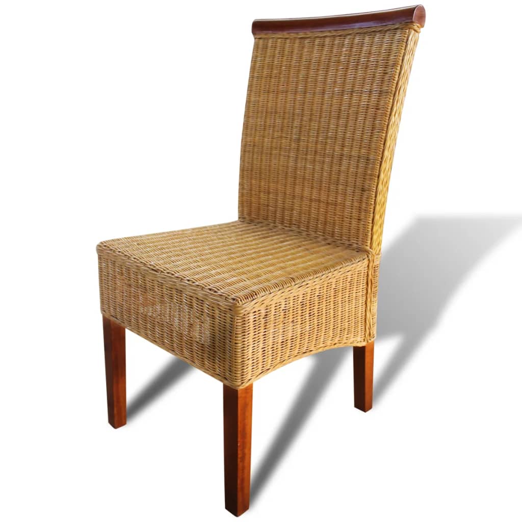 Dining Chairs 2 pcs Brown Natural Rattan