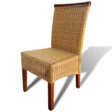 Dining Chairs 2 pcs Brown Natural Rattan