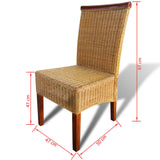 Dining Chairs 2 pcs Brown Natural Rattan