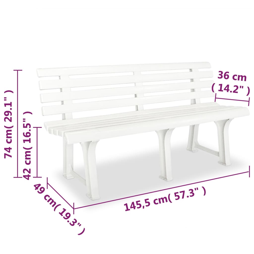 Garden Bench 145.5 cm Plastic White