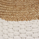 Woven/Knitted Pouffe Jute Cotton 50x35 cm White