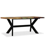 Dining Table Solid Reclaimed Wood and Steel Cross 180 cm