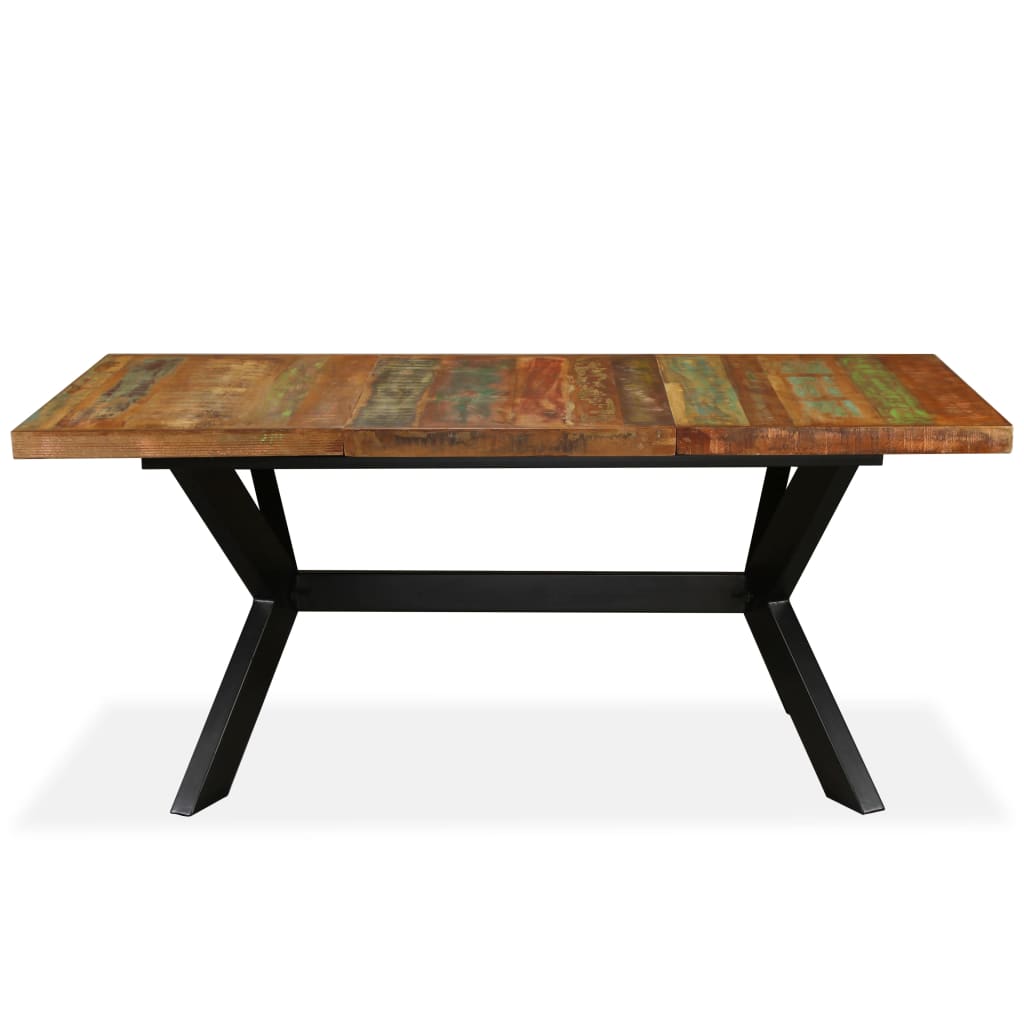 Dining Table Solid Reclaimed Wood and Steel Cross 180 cm