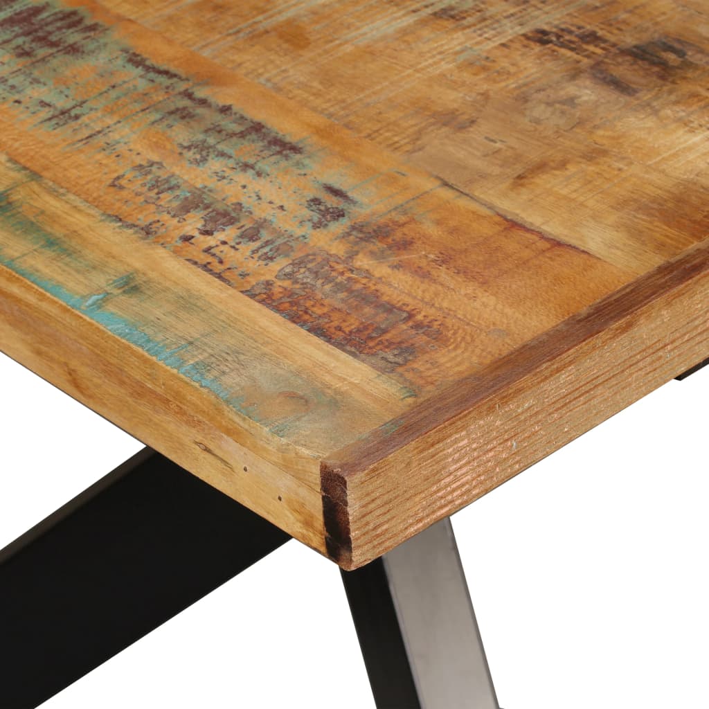 Dining Table Solid Reclaimed Wood and Steel Cross 180 cm