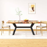 Dining Table Solid Reclaimed Wood and Steel Cross 180 cm