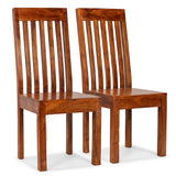 Dining Chairs 2 pcs Solid Wood with Honey Finish Modern