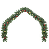 Christmas Garland Decorated with Baubles and LED Lights 20 m