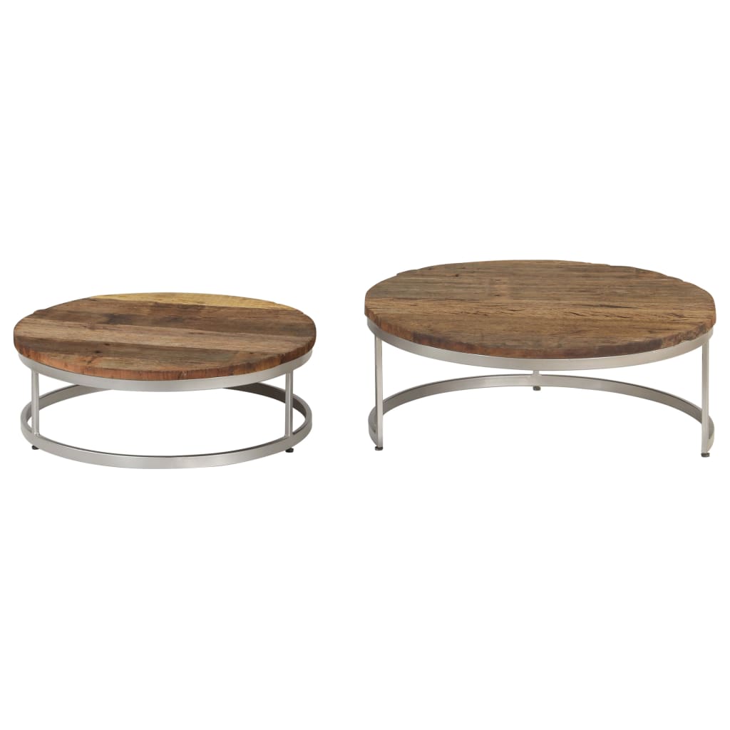 Coffee Table Set 2 Pieces Reclaimed Wood and Steel