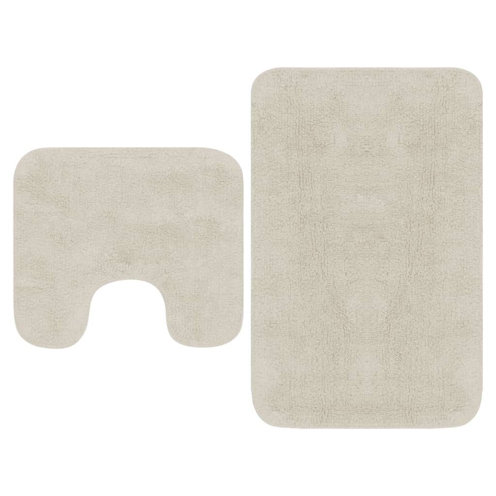 Bathroom Mat Set 2 Pieces Fabric White