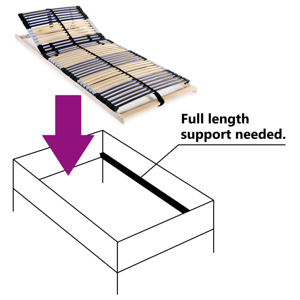 Slatted Bed Base without Mattress with 42 Slats 7 Zones 90x200 cm