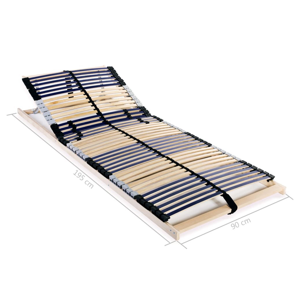 Slatted Bed Base without Mattress with 42 Slats 7 Zones 90x200 cm