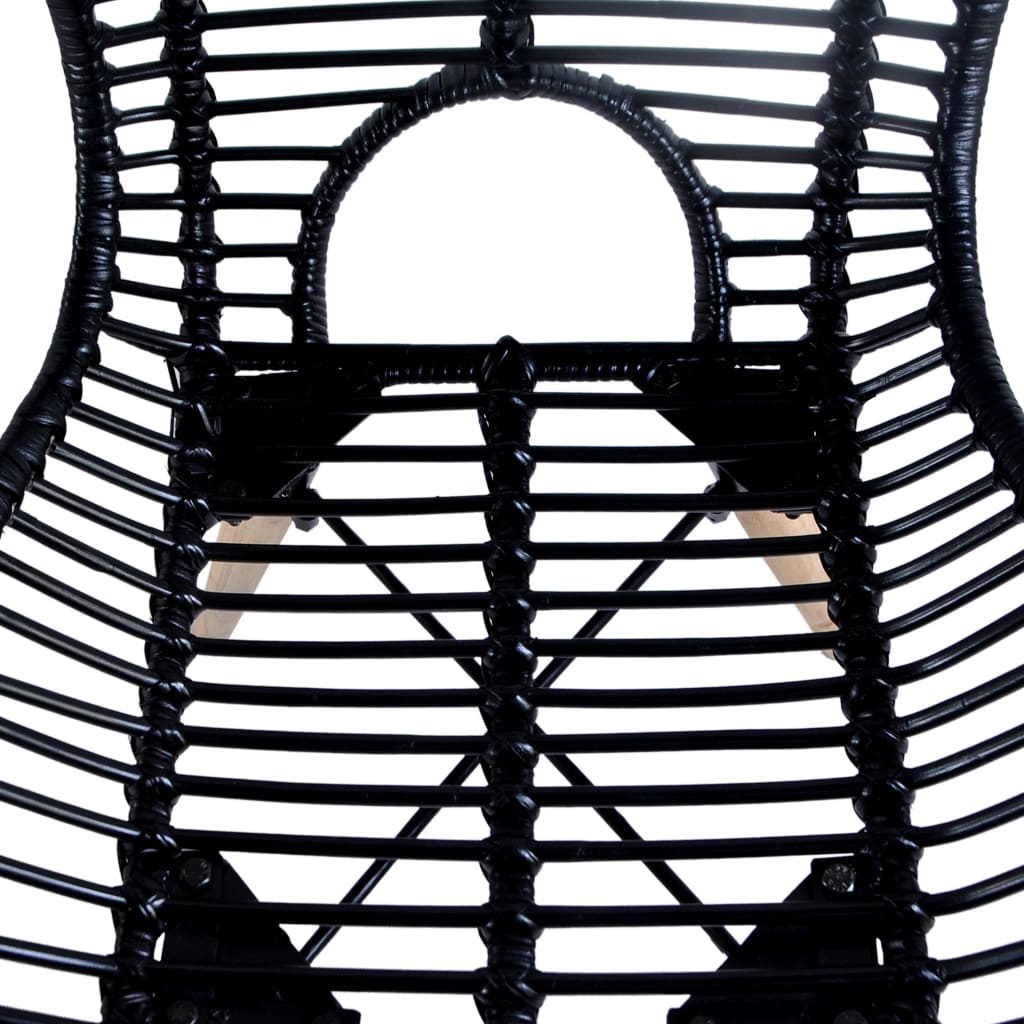 Dining Chairs 2 pcs Black Natural Rattan