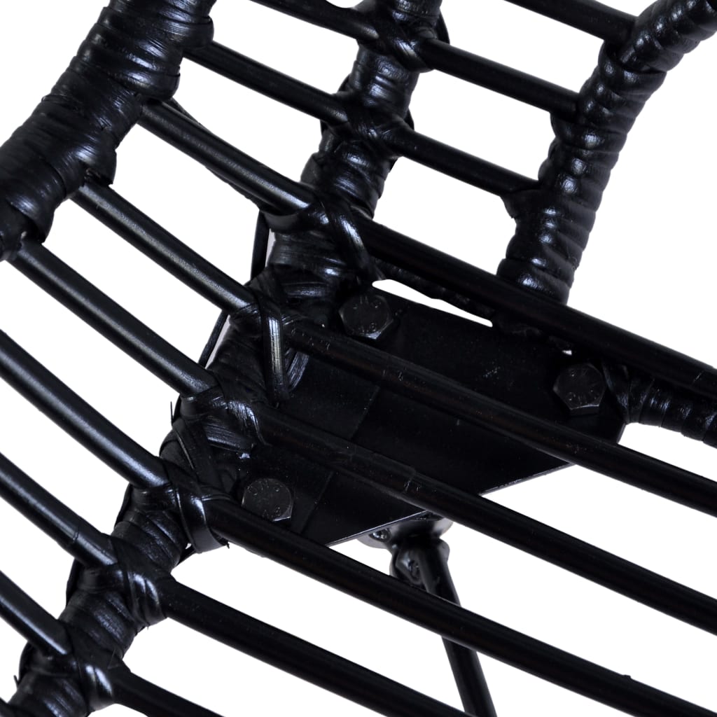 Dining Chairs 4 pcs Black Natural Rattan