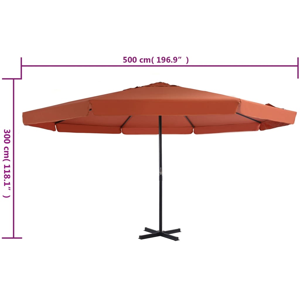 Garden Parasol with Aluminium Pole 500 cm Terracotta