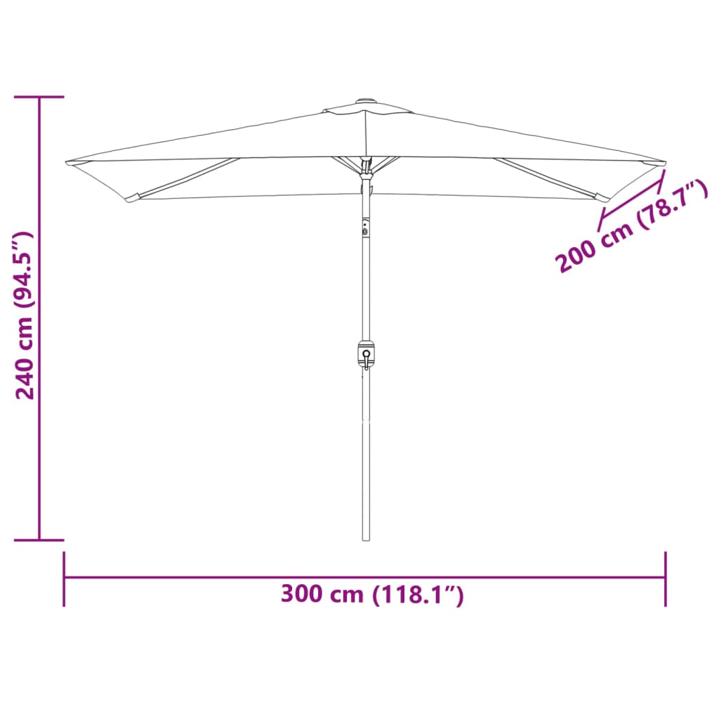 Garden Parasol with Metal Pole 300x200 cm Anthracite