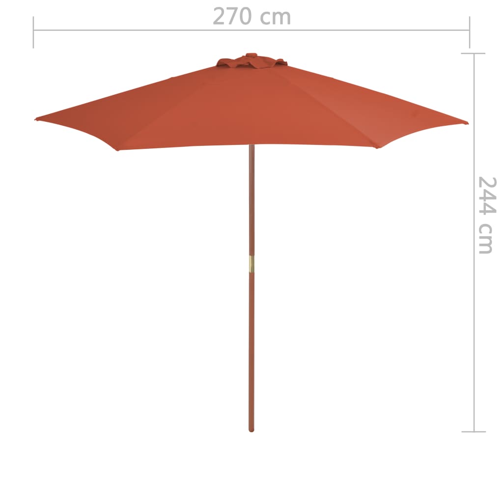 Garden Parasol with Wooden Pole 270 cm Terracotta