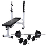 Workout Bench with Weight Rack, Barbell and Dumbbell Set 60.5kg