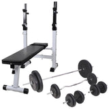 Workout Bench with Weight Rack, Barbell and Dumbbell Set 90 kg