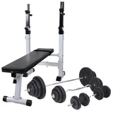 Workout Bench with Weight Rack, Barbell and Dumbbell Set 120 kg