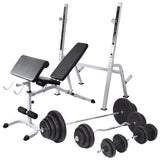 Workout Bench with Weight Rack, Barbell and Dumbbell Set 120 kg