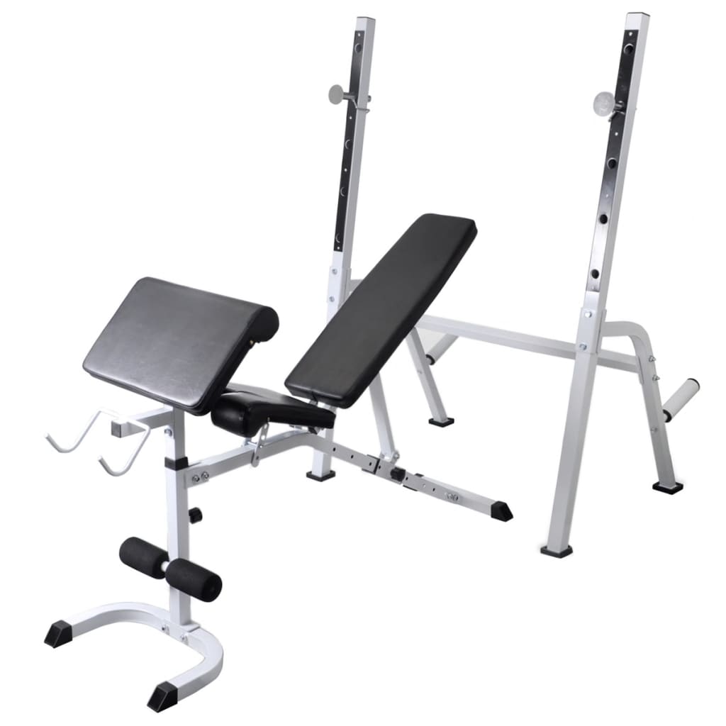 Workout Bench with Weight Rack, Barbell and Dumbbell Set 120 kg