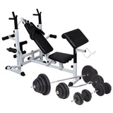 Weight Bench with Weight Rack, Barbell and Dumbbell Set 120 kg