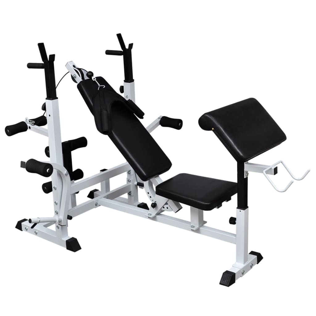 Weight Bench with Weight Rack, Barbell and Dumbbell Set 120 kg