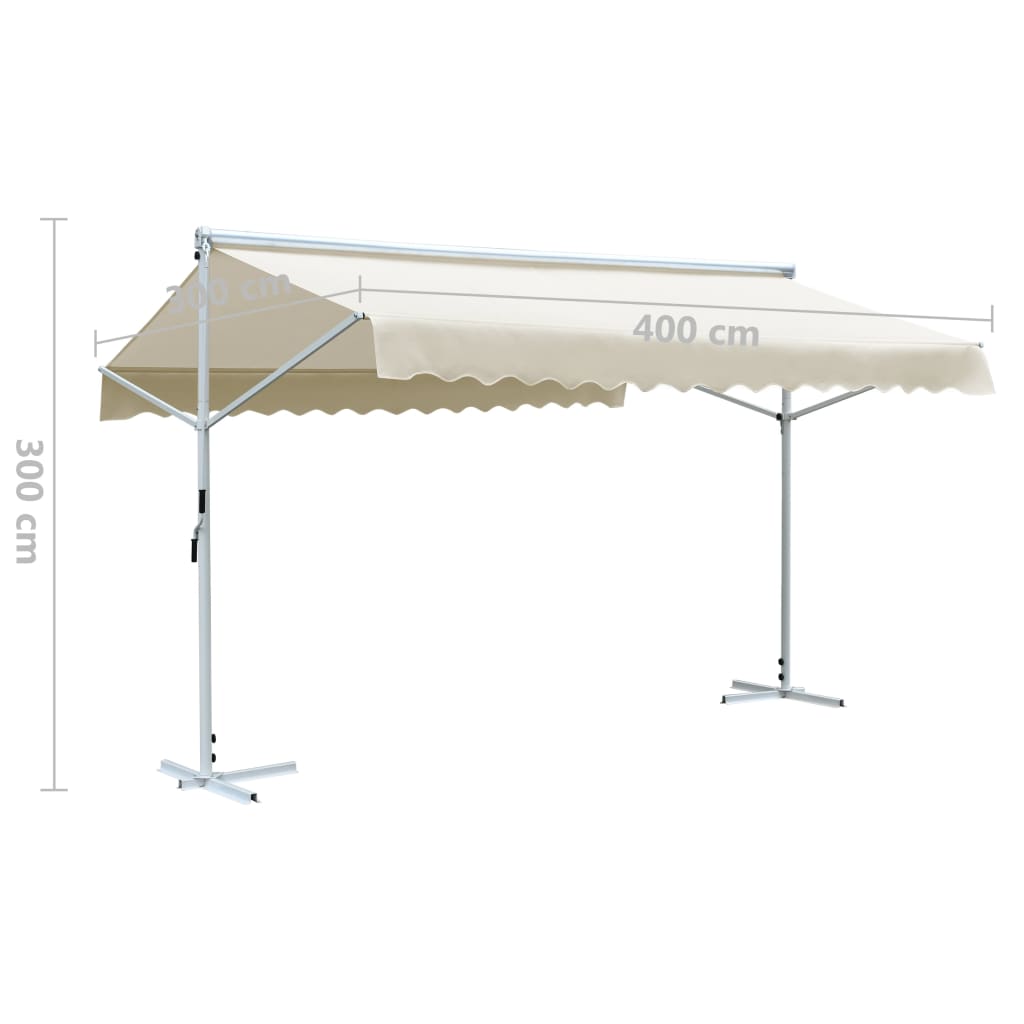 Free Standing Awning 4x3 m Cream