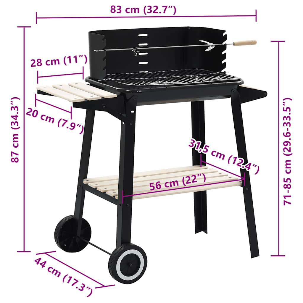 Charcoal BBQ Stand with Wheels