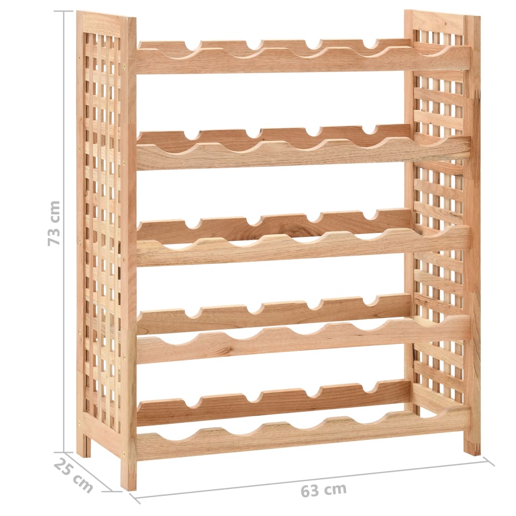 Wine Rack for 25 Bottles Solid Walnut Wood 63x25x73 cm