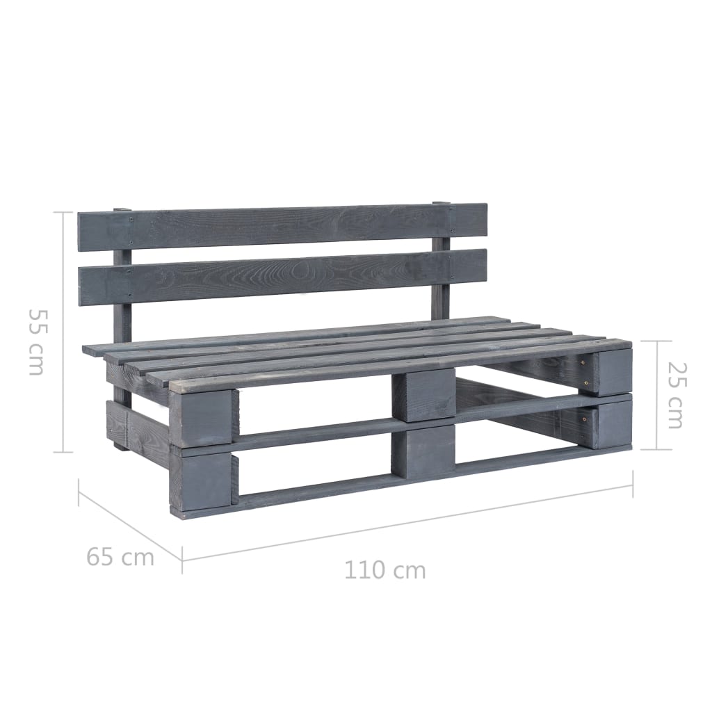 Garden Pallet Bench Wood Grey