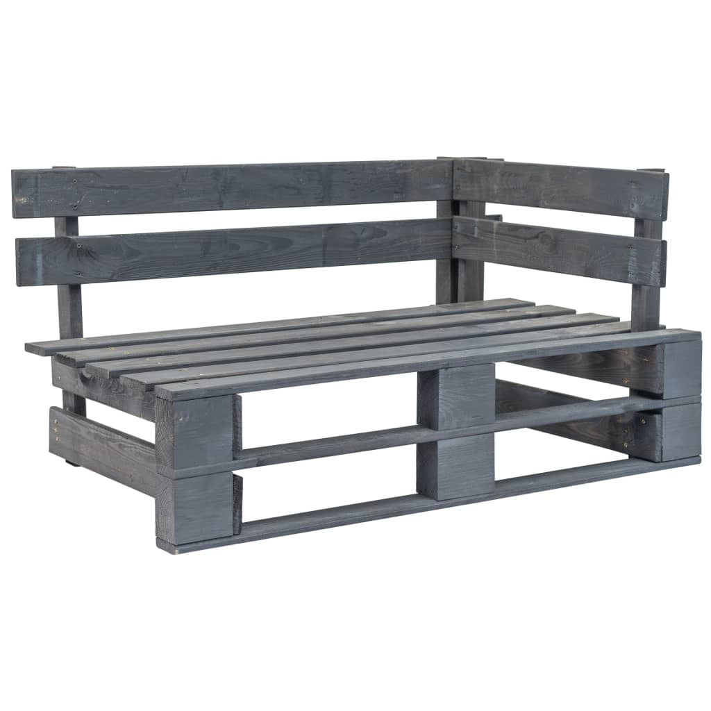 Garden Pallet Corner Bench Wood Grey