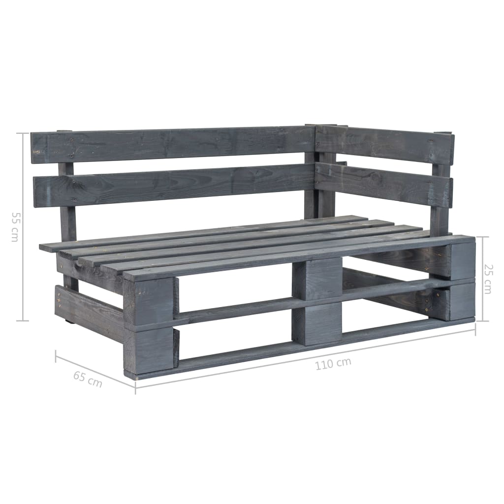 Garden Pallet Corner Bench Wood Grey