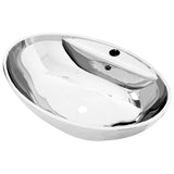 Wash Basin with Overflow 58.5x39x21 cm Ceramic Silver